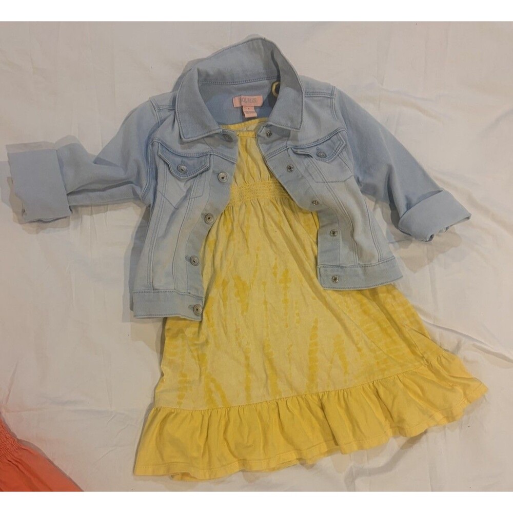 Girls Size 6 Outfit Bundle Lands End Dress Denim Jacket Squeeze Faded Glory 3pc